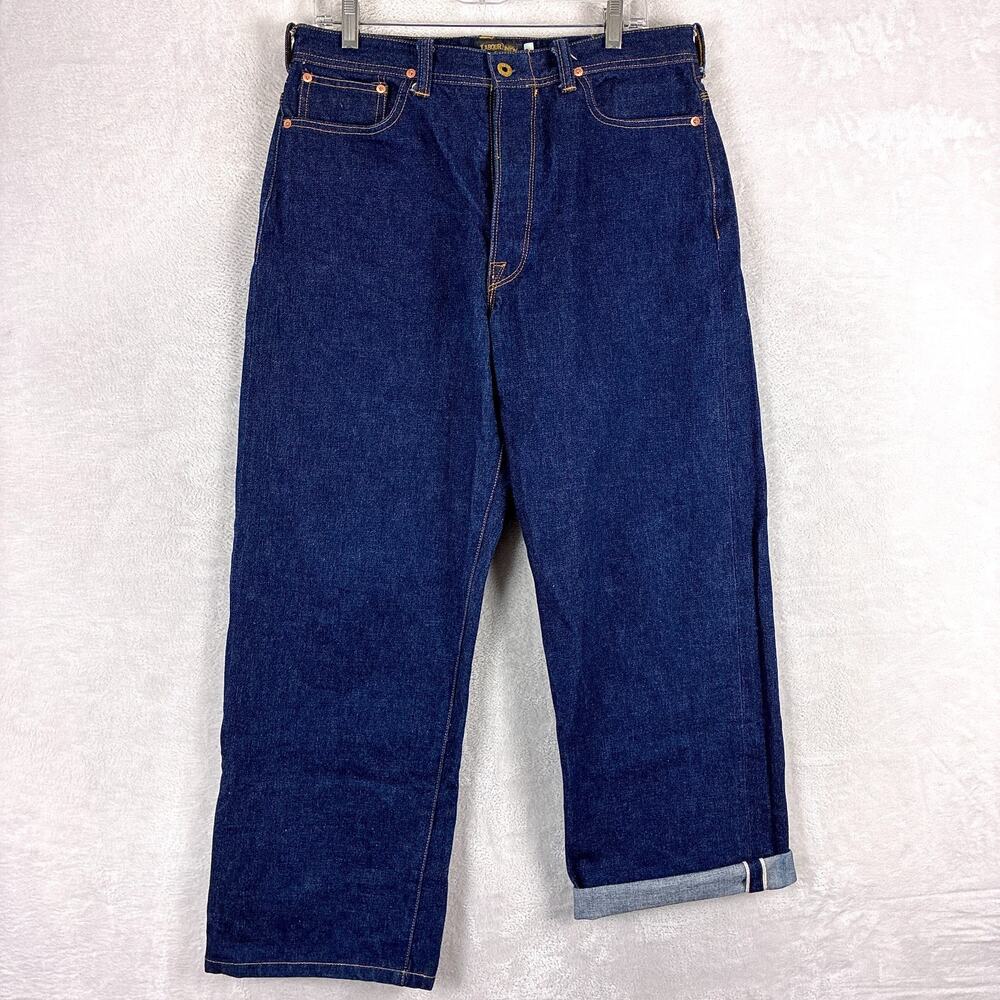 Labour Union Jeans Men 34x30 Raw Selvedge Wide Leg Buckle Back Handmade Workwear